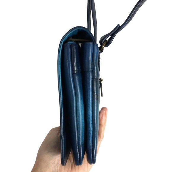 Anuschka NEVER USED Handpaint Leather Small Cross Body Bag Bird Blue - Picture 10 of 16